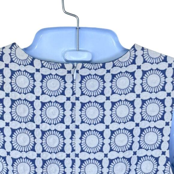 TRINA TURK Blue Floral Woven Jacquard Sleeveless Fit & Flare Women's Sz 4 - Picture 6 of 9